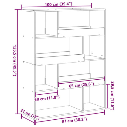 Valkoinen kirjahylly 100x33x125,5 cm