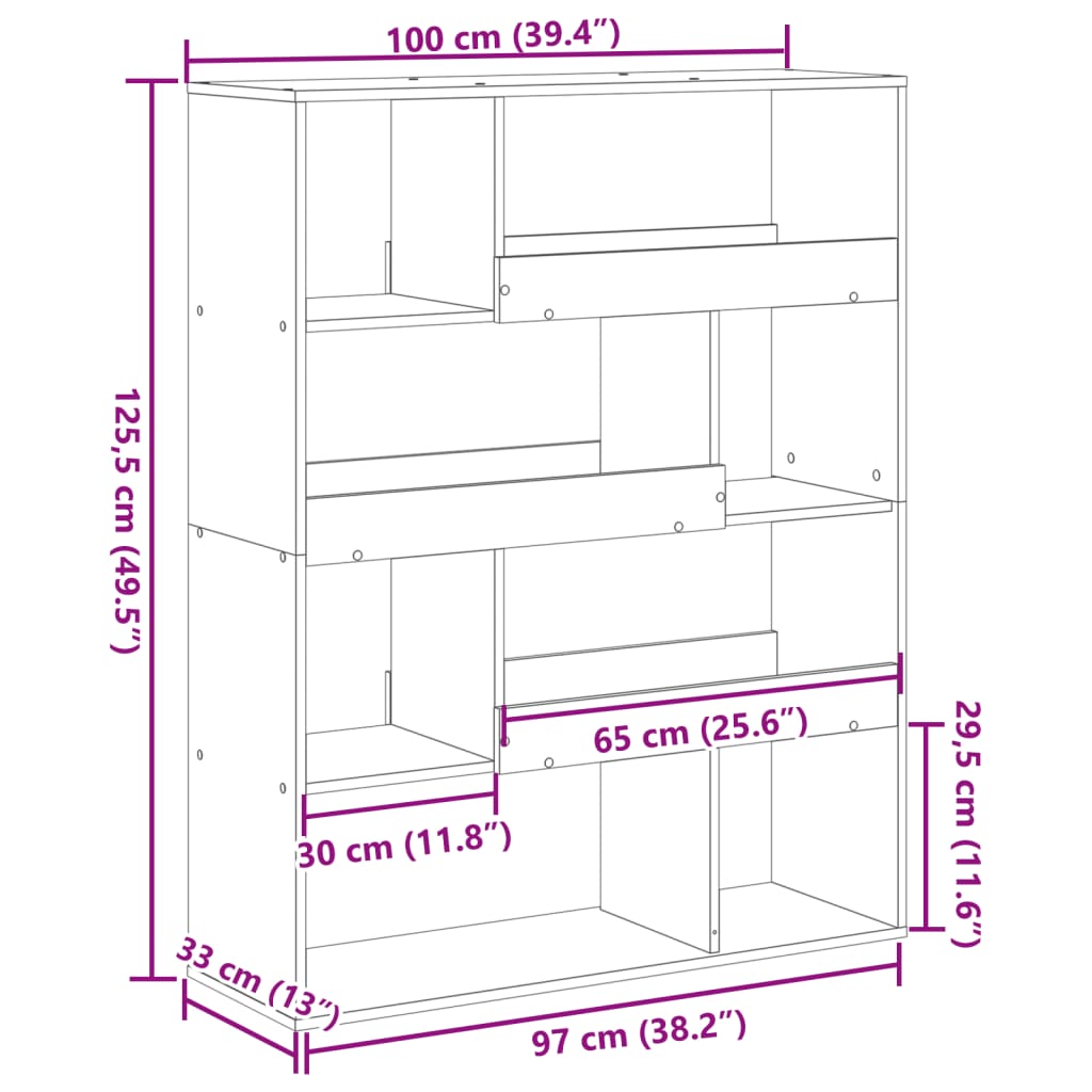 Kirjahylly savunvärinen tammi 100x33x125,5 cm