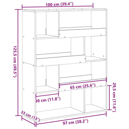 Kirjahylly ruskea tammi 100x33x125,5 cm