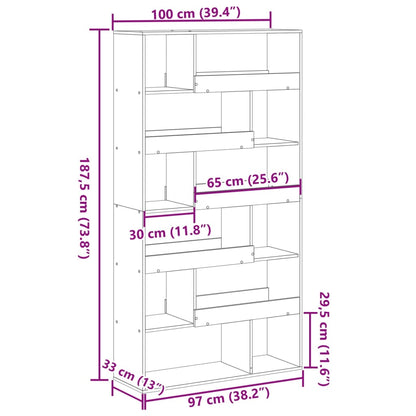 Bokhylla vit 100x33x187,5 cm