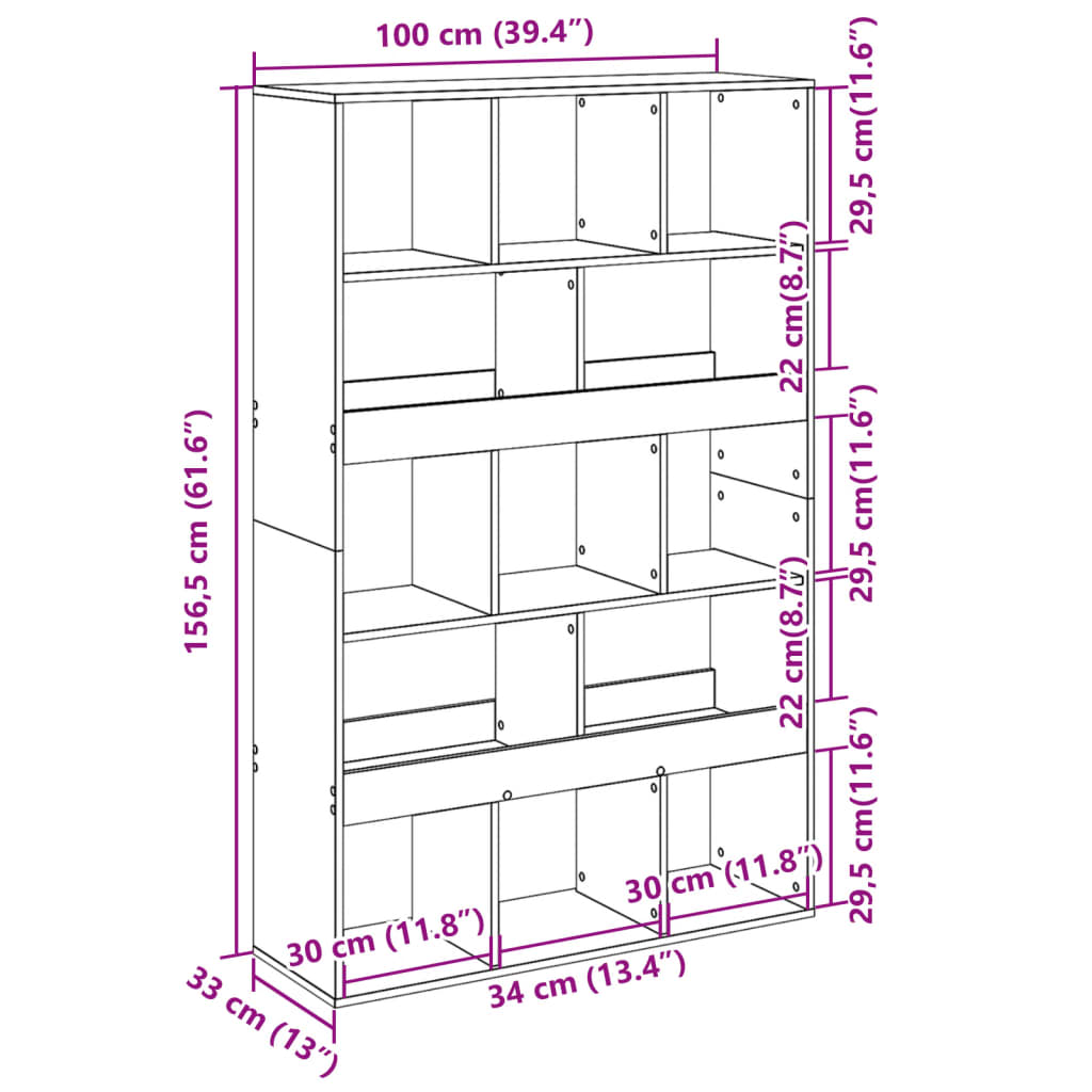 Bokhylla vit 100x33x156,5 cm