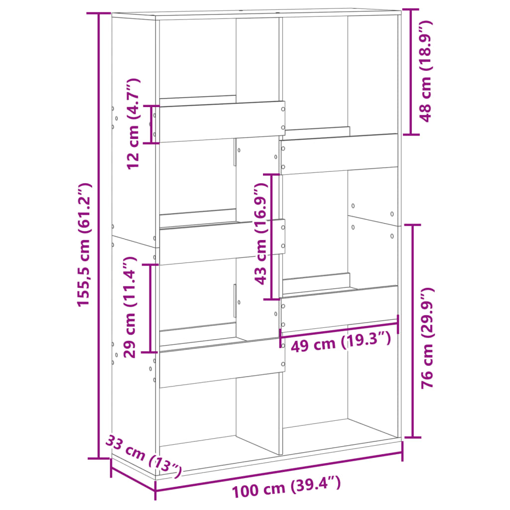 Kirjahylly musta 100x33x155,5 cm