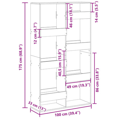 Kirjahylly ruskea tammi 100x33x175 cm