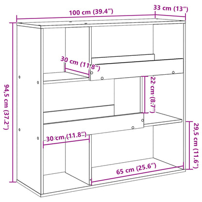 Valkoinen kirjahylly 100x33x94,5 cm