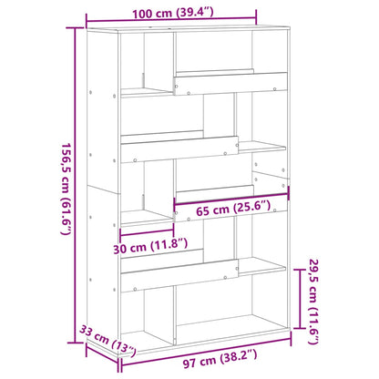 Bokhylla åldrat trä Rumsavdelare 100x33x156,5 cm