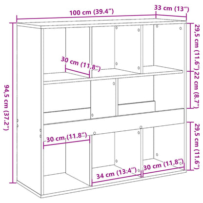 Bokhylla brun ek Rumsavdelare 100x33x94,5 cm