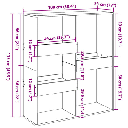 Bokhylla svart Rumsavdelare 100x33x115 cm