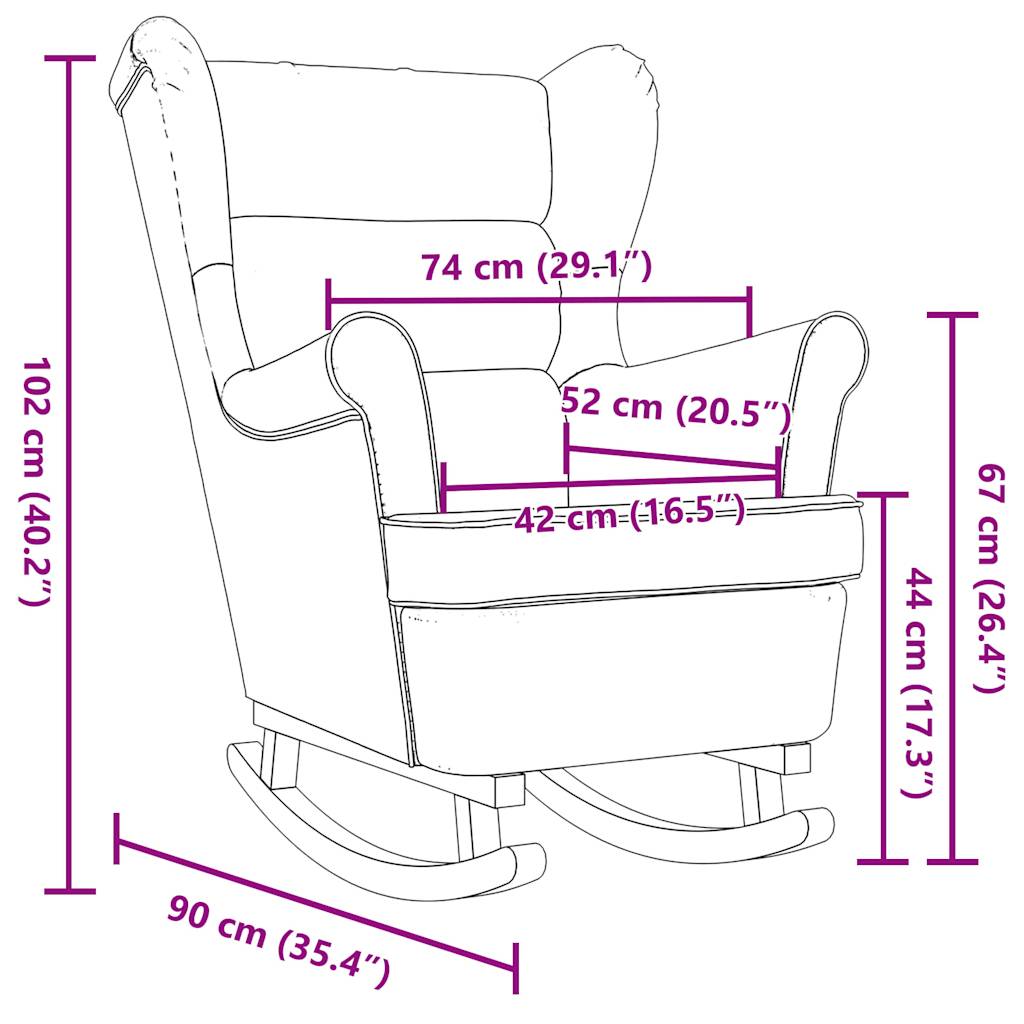 Gungstol gräddvit 74x90x102 cm tyg