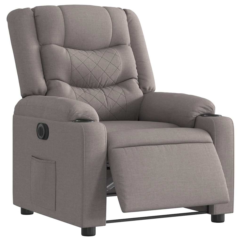 Elektrisk Massagefåtölj taupe Recliner tyg