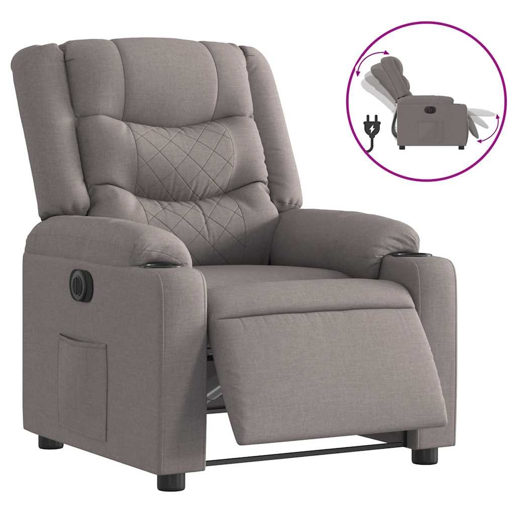 Elektrisk Massagefåtölj taupe Recliner tyg