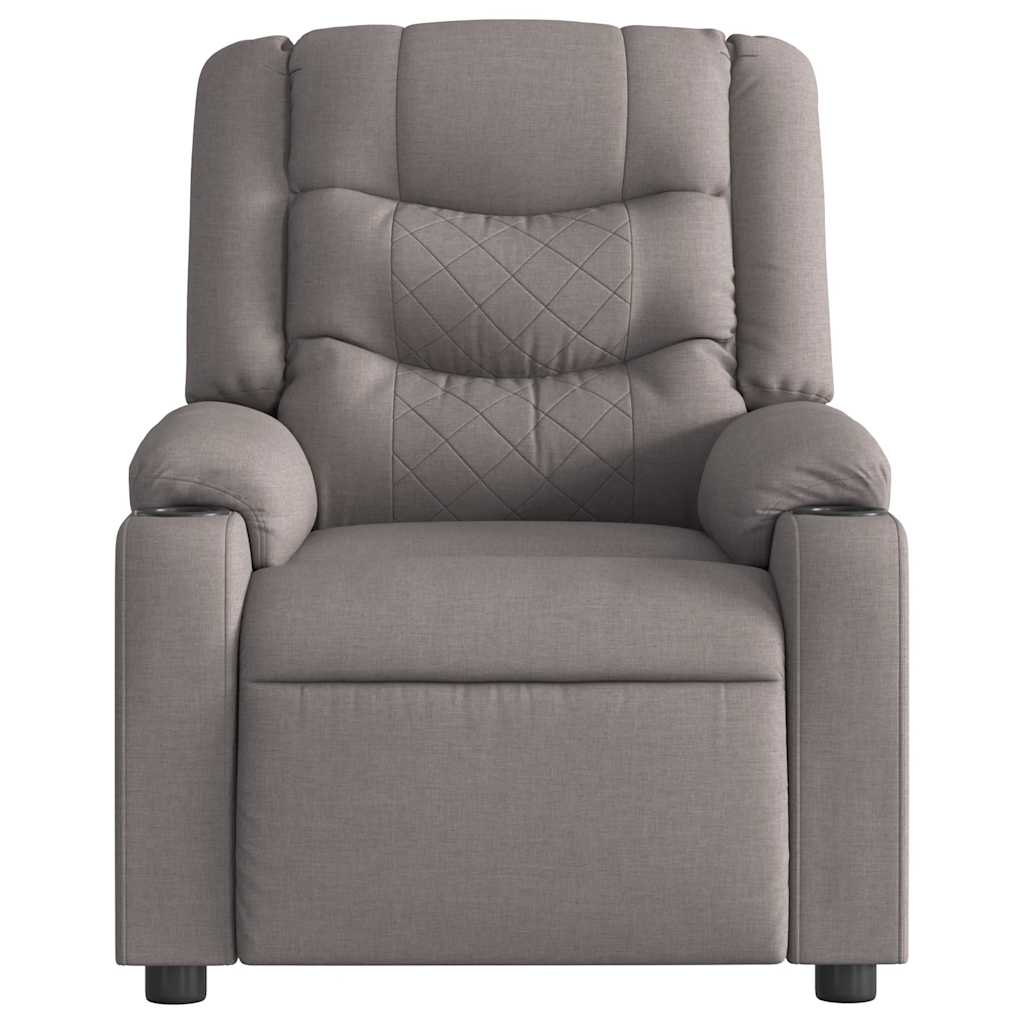 Elektrisk Massagefåtölj taupe Recliner tyg