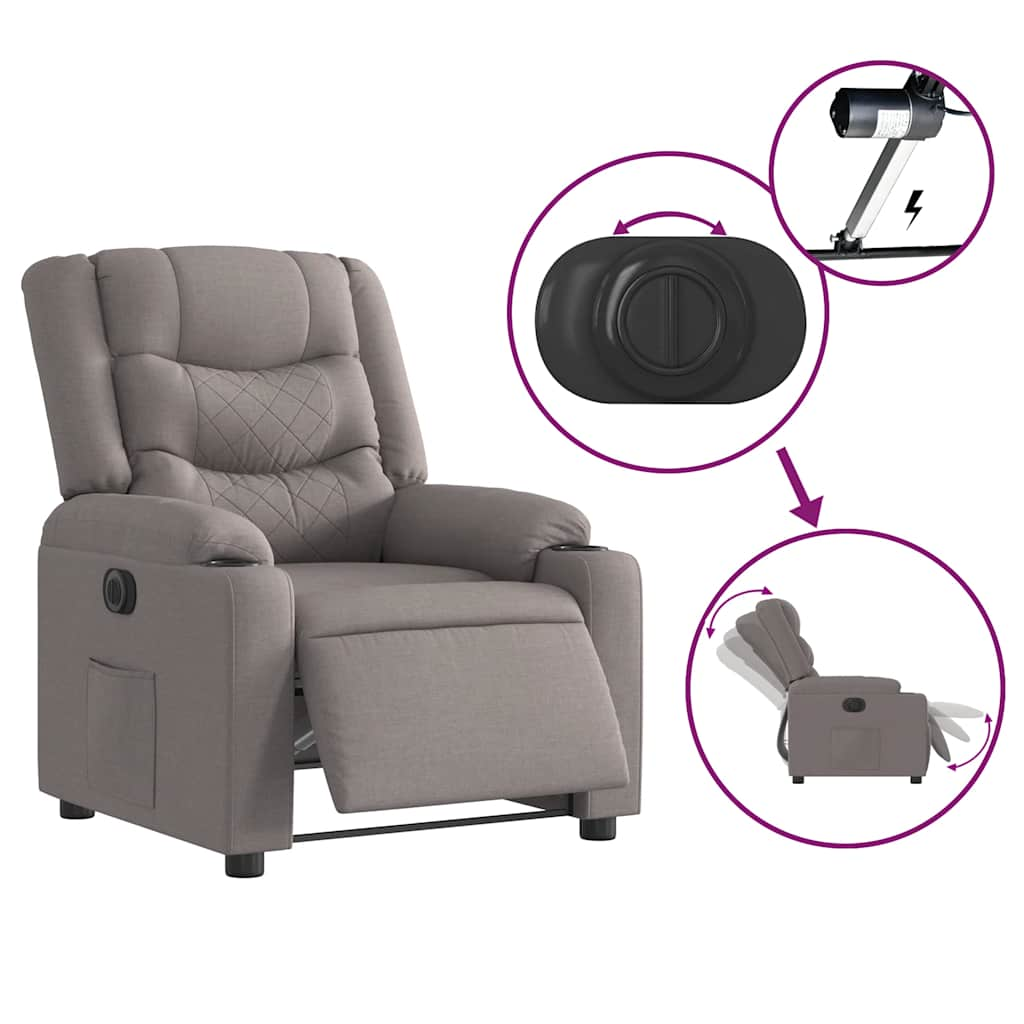 Elektrisk Massagefåtölj taupe Recliner tyg