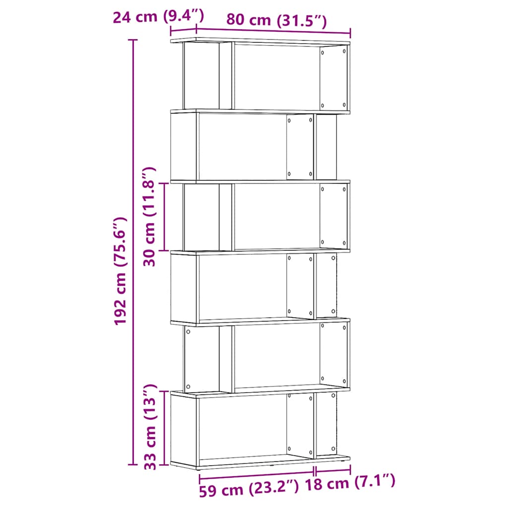 Bokhylla Artisan Ek 80x24x192 cm