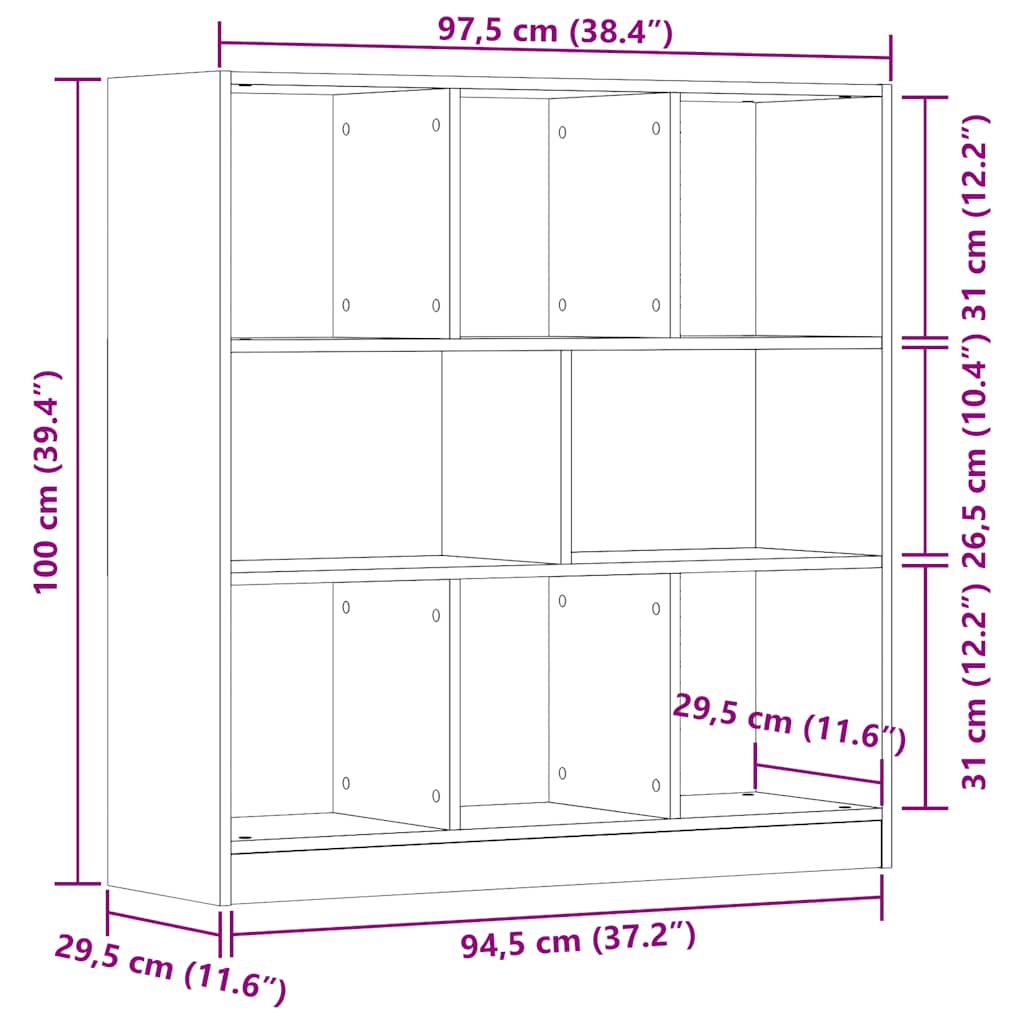 Bokhylla åldrat trä 97,5x29,5x100 cm konstruerat trä