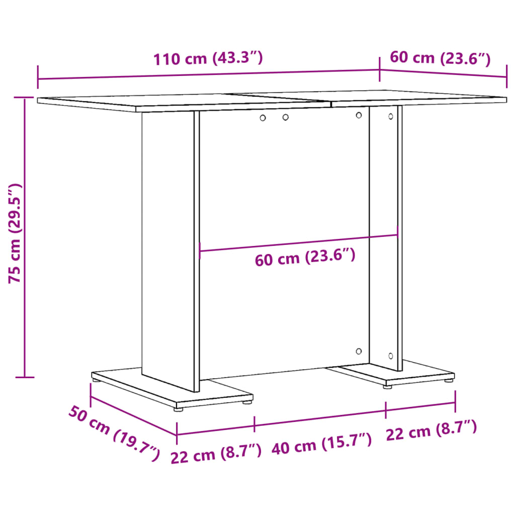 Ruokapöytä käsityöläinen tammi 110x60x75 cm puutavaraa