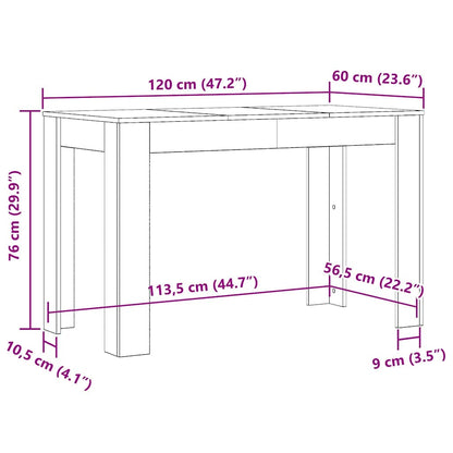 Matbord åldrat trä 120x60x76 cm konstruerat trä