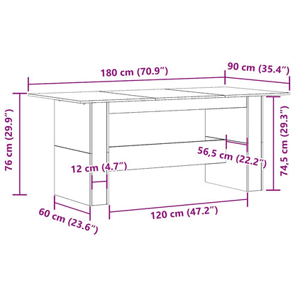 Matbord åldrat trä 180x90x76 cm spånskiva