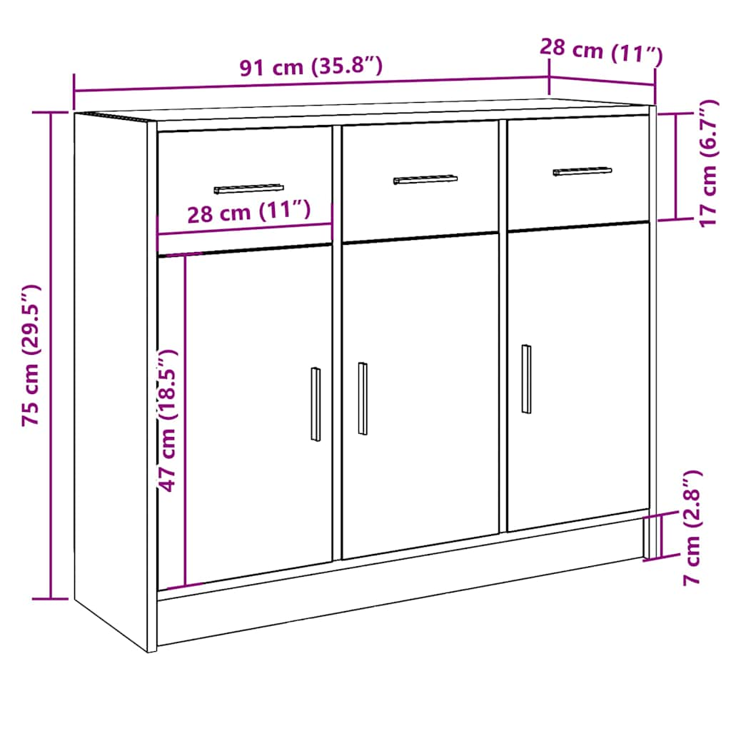 Skänk artisan ek 91x28x75 cm