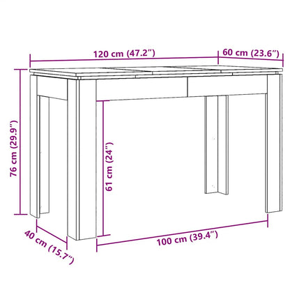 Matbord artisan ek 120x60x76 cm konstruerat trä