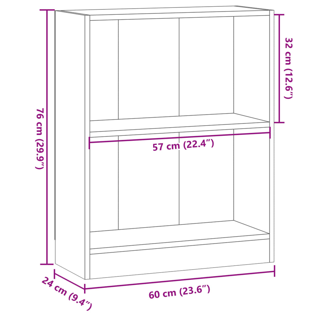 Kirjahylly vanhentunutta puuta 60x24x76 cm