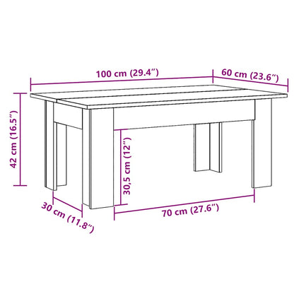 Soffbord artisan ek 100x60x42 cm konstruerat trä