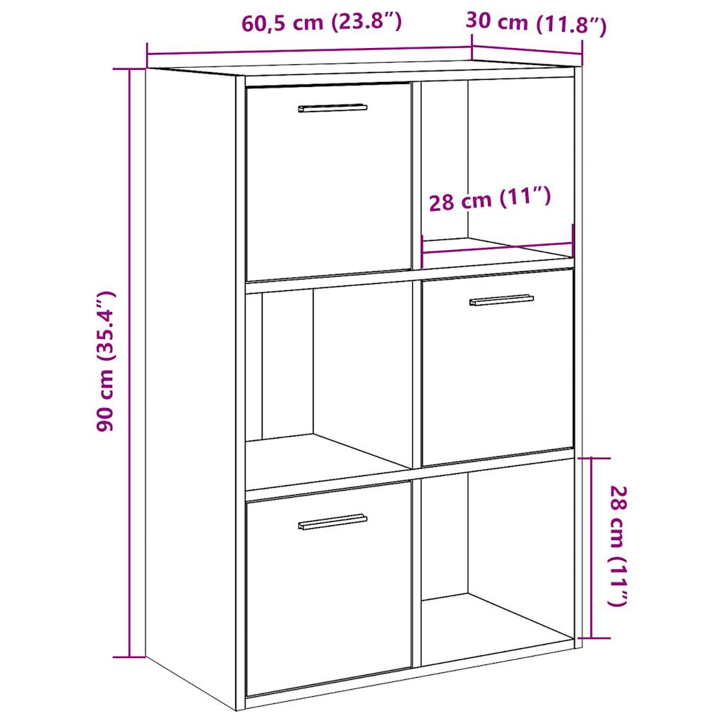 Kirjahylly vanhentunutta puuta 60,5x30x90 cm teknistä puuta