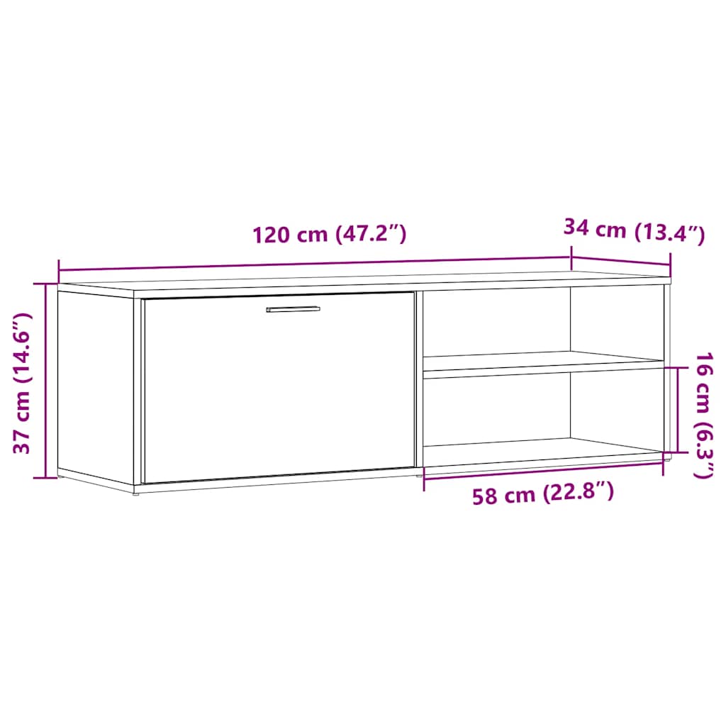 TV-möbel åldrat trä TV-bänk 120x34x37 cm