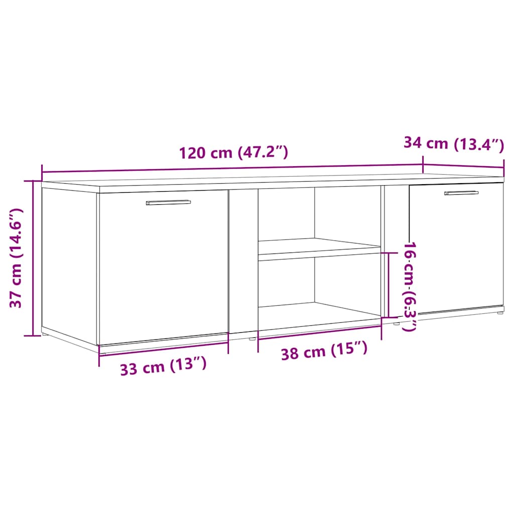 TV-möbel åldrat trä TV-bänk 120x34x37 cm