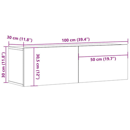 TV-möbel åldrat trä 100x30x30 cm Väggmonterad TV-bänk TV-skåp