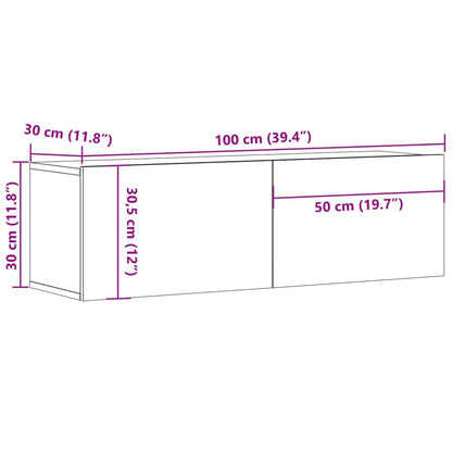 TV-möbel artisan ek 100x30x30 cm Väggmonterad TV-bänk Väggmonterad TV-skåp