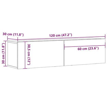 TV-möbel åldrat trä 120x30x30 cm Väggmonterad TV-bänk TV-skåp