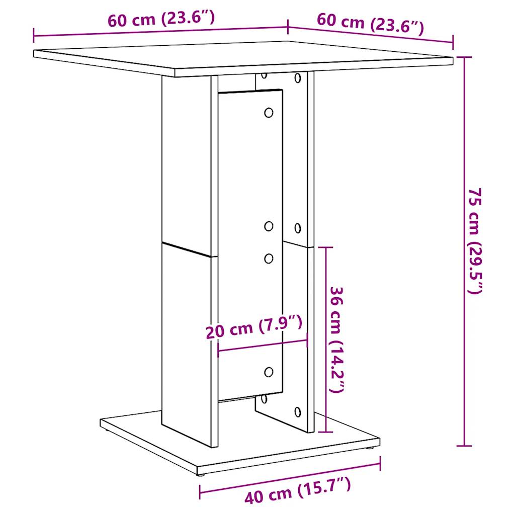 Bistropöytä vanhennettua puuta 60x60x75 cm konepajapuuta