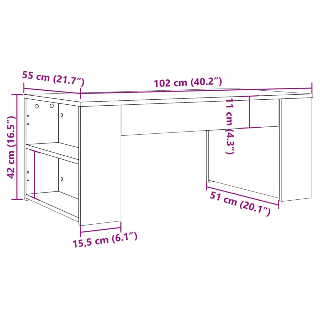 Soffbord åldrat trä 102x55x42 cm