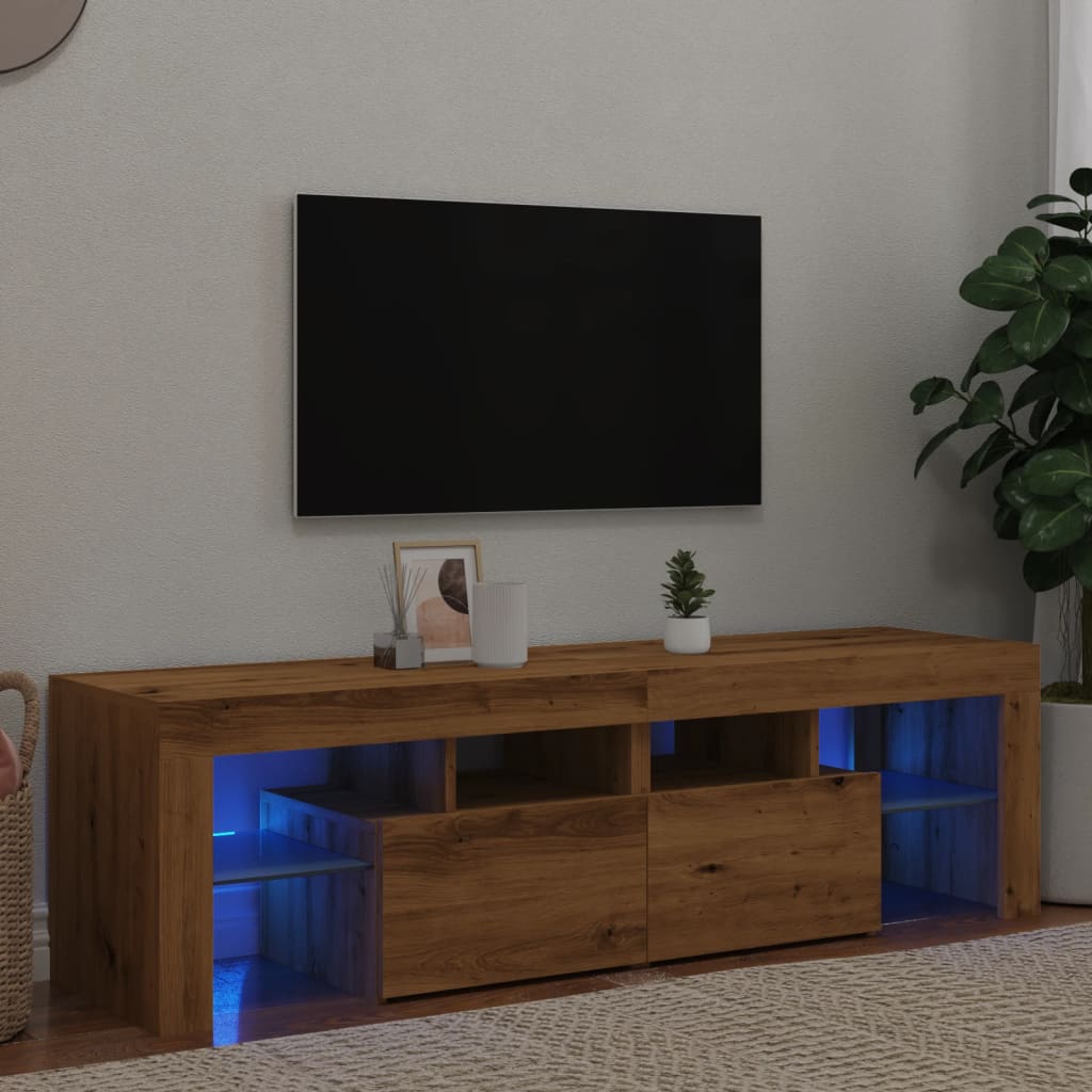 TV-möbel artisan ek TV-bänk med LED-lampor 140x36,5x40cm