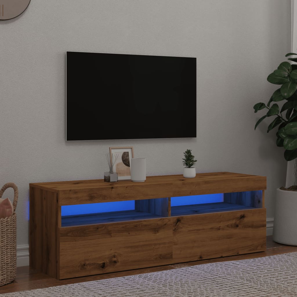 TV-möbel artisan ek TV-bänk med LED-lampor 120x35x40 cm