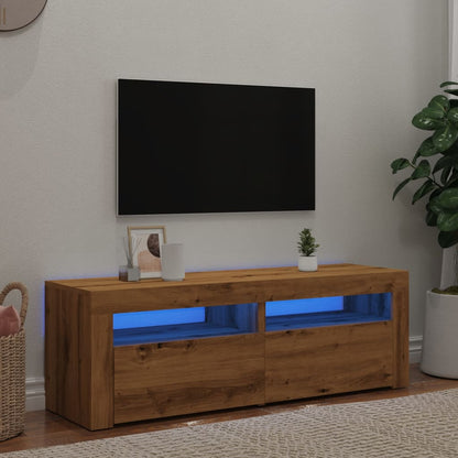 TV-möbel artisan ek TV-bänk med LED-lampor 120x35x40 cm