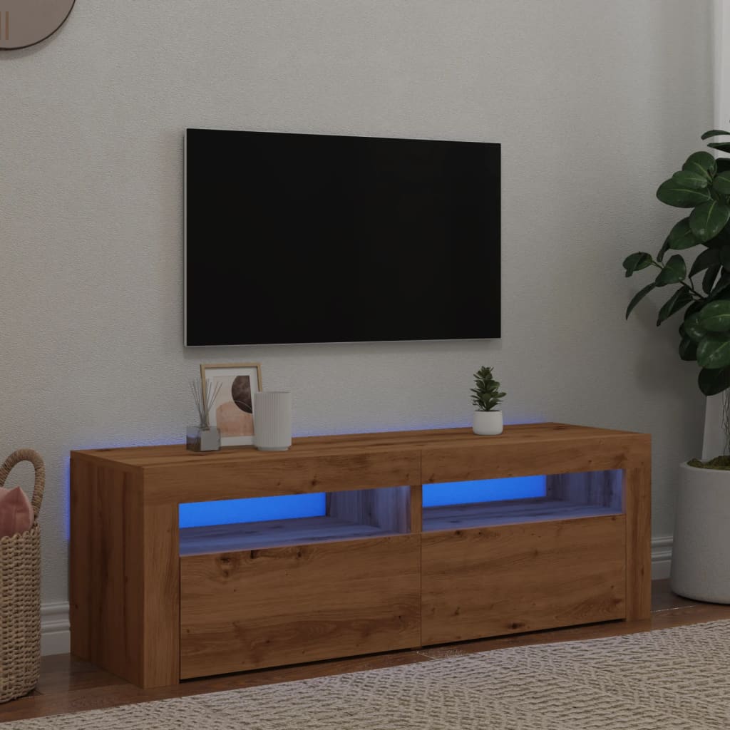 TV-möbel artisan ek TV-bänk med LED-lampor 120x35x40 cm