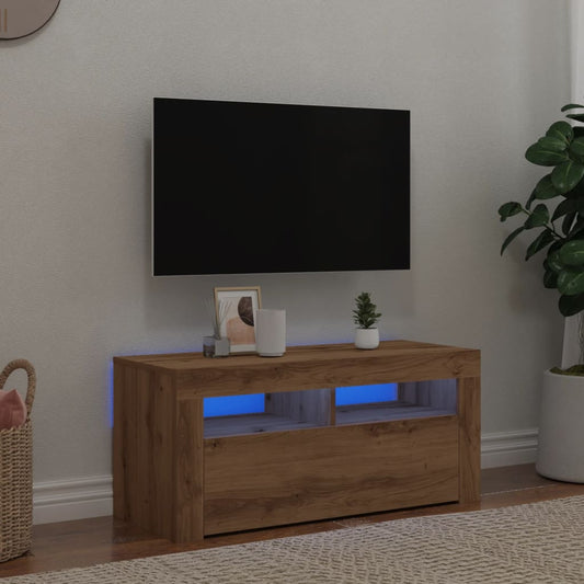 TV-möbel artisan ek TV-bänk med LED-lampor 90x35x40 cm