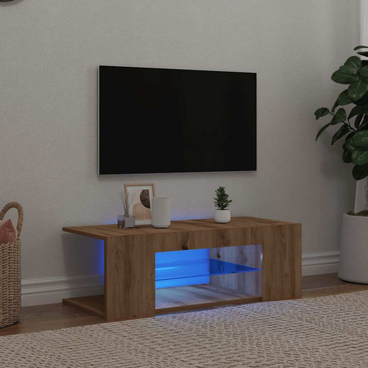 TV-möbel artisan ek TV-bänk med LED-lampor 90x39x30 cm