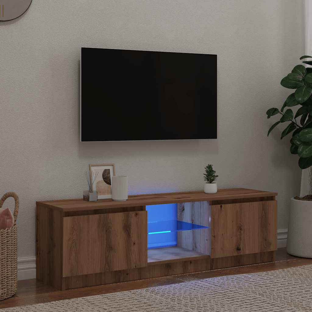 TV-möbel artisan ek TV-bänk med LED-lampor 120x30x36 cm