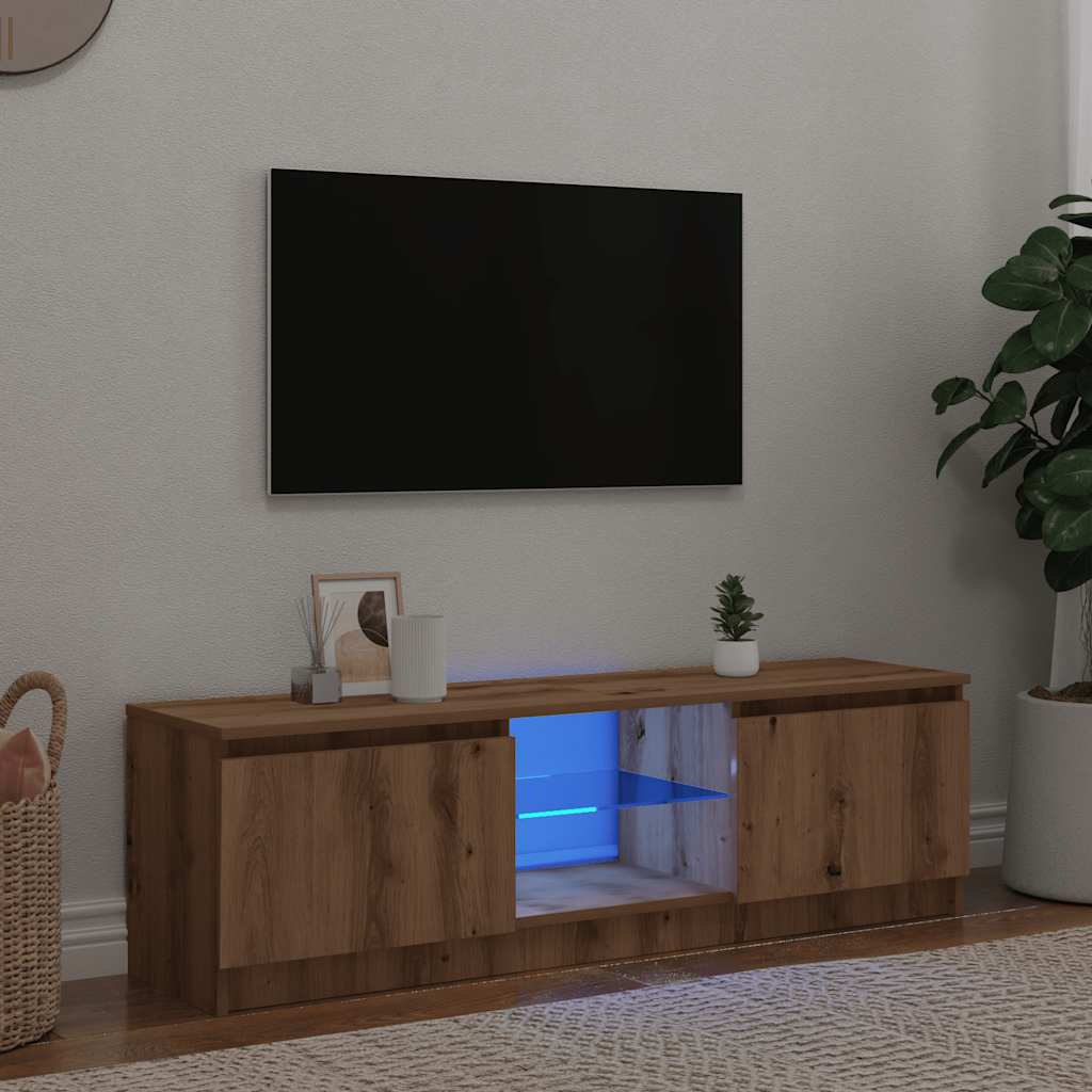 TV-möbel artisan ek TV-bänk med LED-lampor 140x40x35,5cm