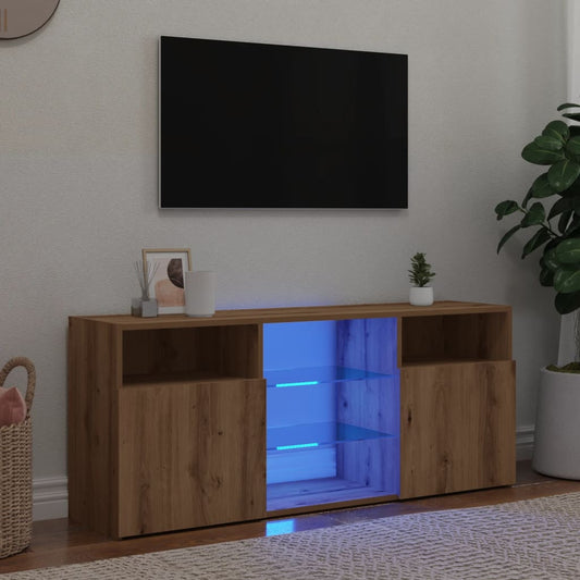 TV-möbel artisan ek TV-bänk med LED-lampor 120x30x50 cm