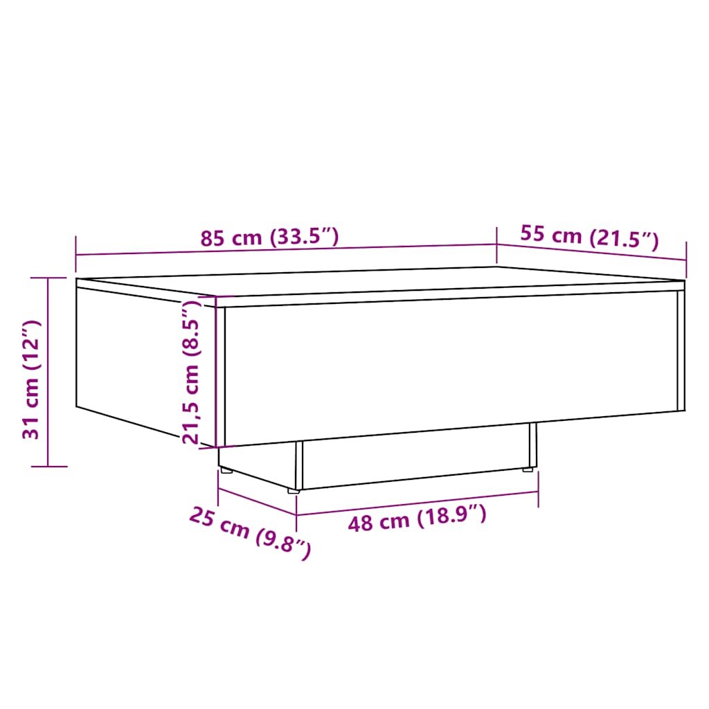 Soffbord åldrat trä 85x55x31 cm konstruerat trä