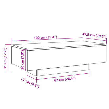 Sohvapöytä käsityöläinen tammi 100x49,5x31 cm puutavaraa