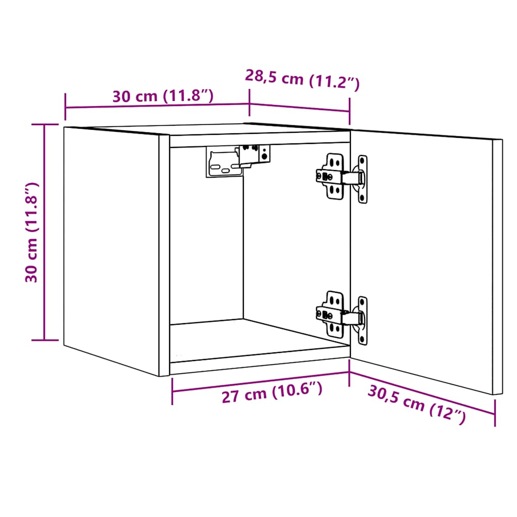 TV-möbel åldrat trä 30,5x30x30 cm Väggmonterat TV-bänk