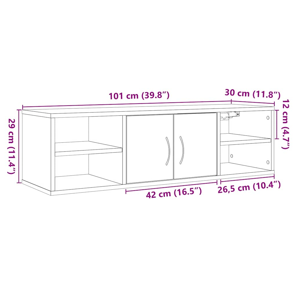 Väggskåp artisan ek 102x30x29 cm konstruerat trä