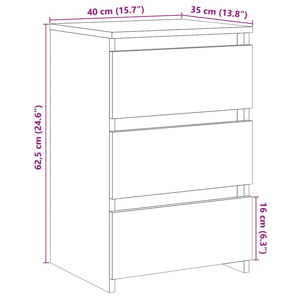 Sängbord artisan ek 40x35x62,5 cm konstruerat trä