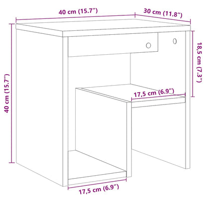 Sängbord 2 st ek 40x30x40 cm konstruerat trä