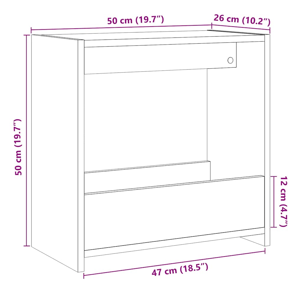 Sidobord åldrat trä 50x26x50 cm