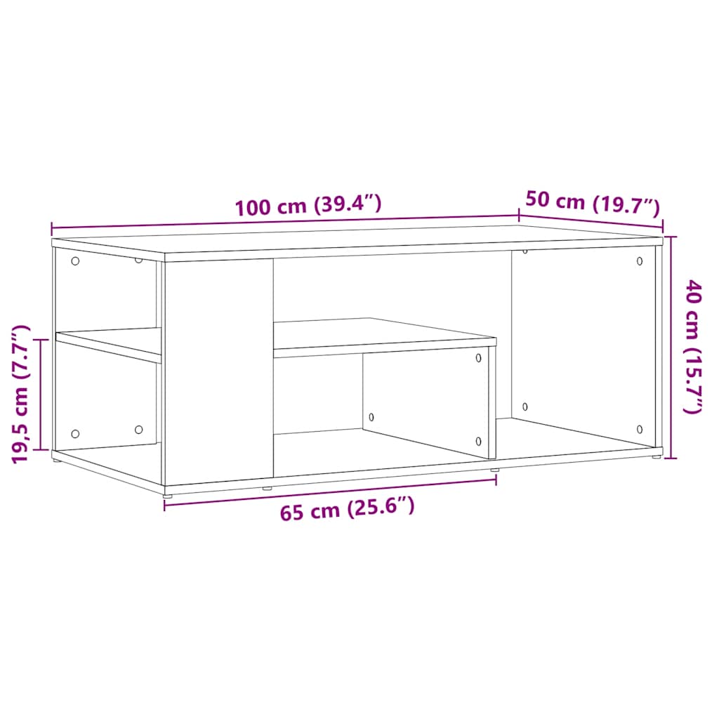 Soffbord artisan ek 100x50x40 cm